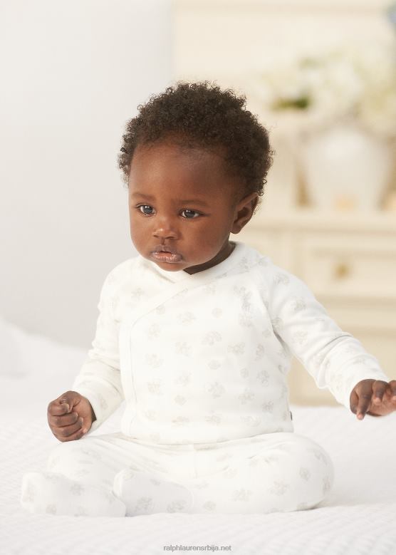 беба Ralph Lauren памучни горњи део и панталоне са медвеђим принтом V2V447797 сива мулти