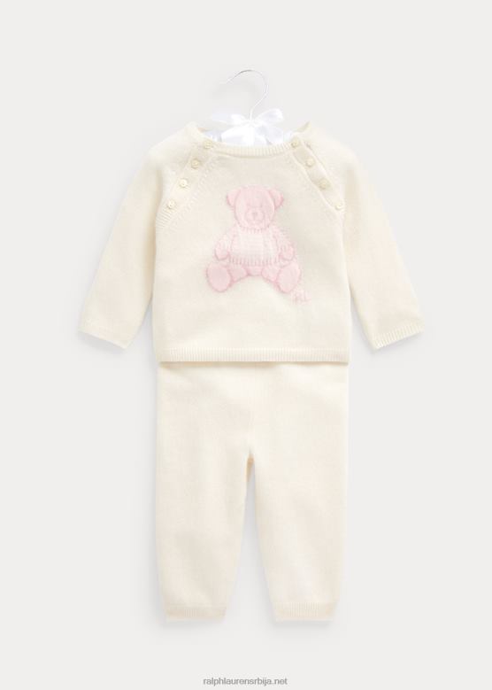 беба Ralph Lauren гарнитура од кашмира и панталона V2V447799 светло розе