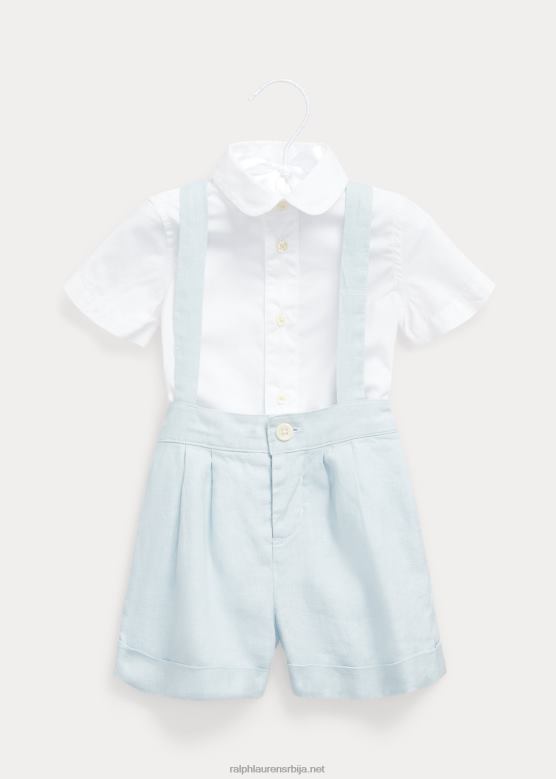 беба Ralph Lauren комплет од памучне кошуље и лана V2V447806 берил плава/бела