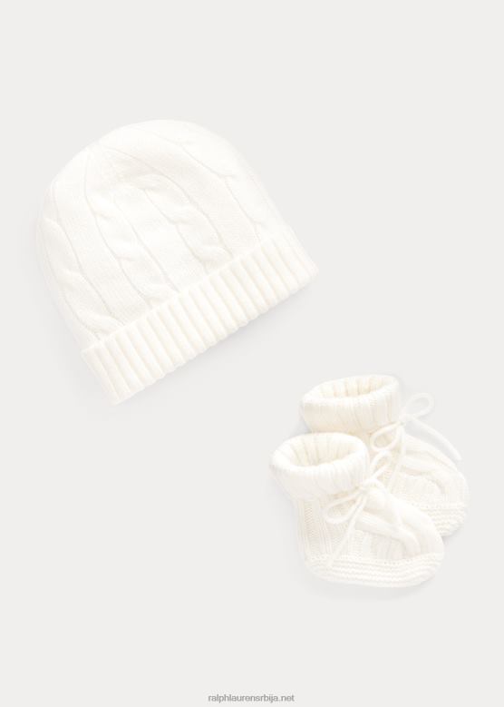 беба Ralph Lauren капа и чизме од кашмира V2V448035 топла бела