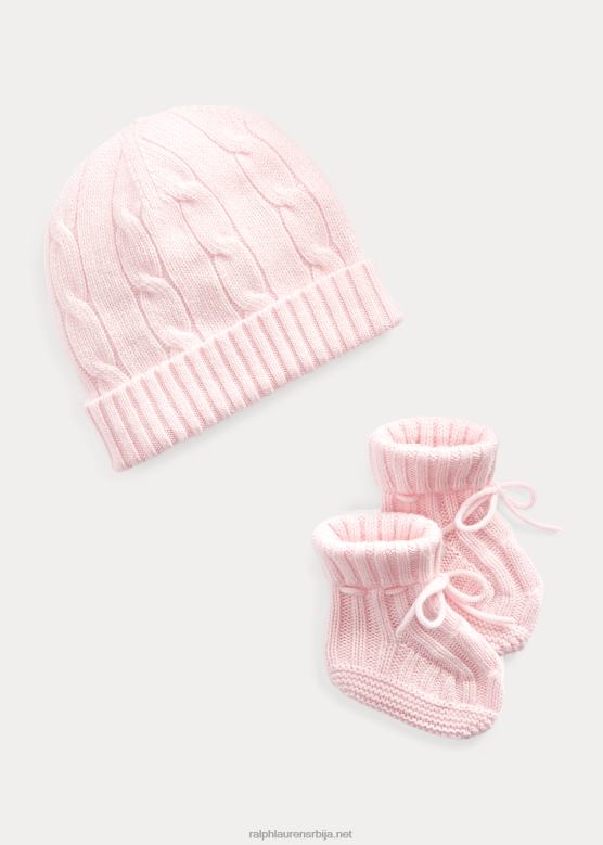 беба Ralph Lauren капа и чизме од кашмира V2V448036 јутарње розе