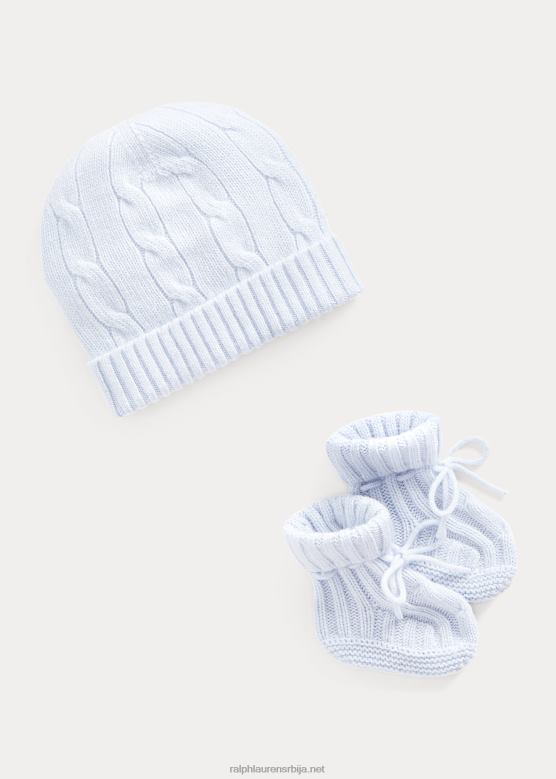 беба Ralph Lauren капа и чизме од кашмира V2V448037 бисерно плава