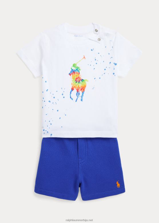 беба Ralph Lauren Кратки сет мајице и флиса од великог понија V2V448182 бео