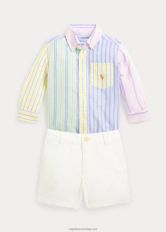 беба Ralph Lauren Оксфорд забавна кошуља и кратки сет V2V448186 стрипе фунсхирт