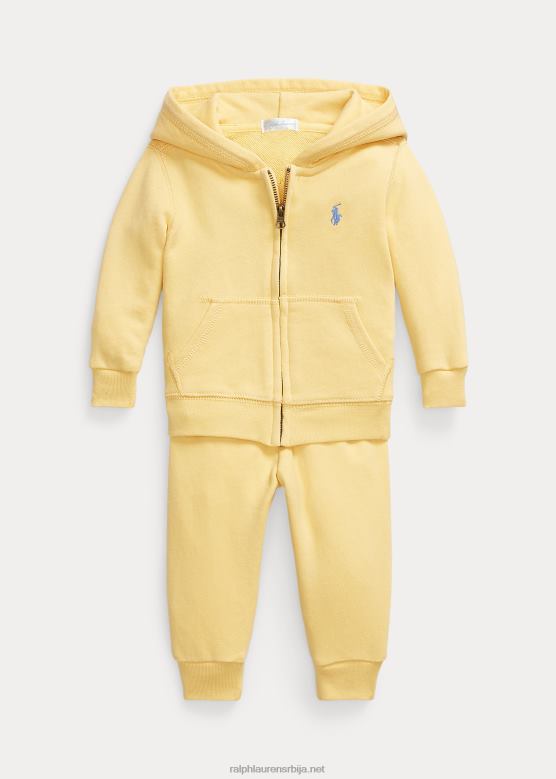 беба Ralph Lauren Фротир дуксерице и панталоне са пуним патентним затварачем V2V448194 кукурузно жуто