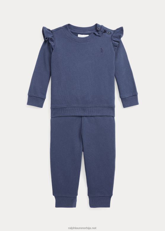 беба Ralph Lauren наборани француски фротир топ и панталоне V2V448201 рустикална морнарица