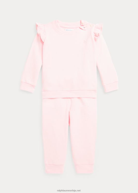 беба Ralph Lauren наборани француски фротир топ и панталоне V2V448202 багрем розе
