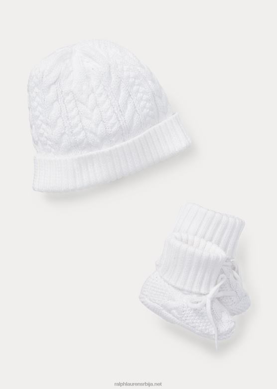 беба Ralph Lauren памучна капа и чизме сет V2V448341 бео