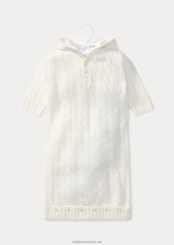 беба Ralph Lauren плетени кашмирски стрнад V2V447755 топла бела