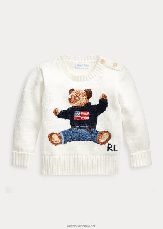 беба Ralph Lauren седи медвед памучни џемпер V2V447987 невис