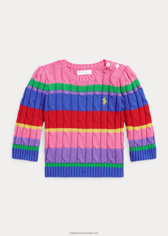 беба Ralph Lauren пругасти памучни џемпер од кабловске везе V2V447989 нови ирски мулти