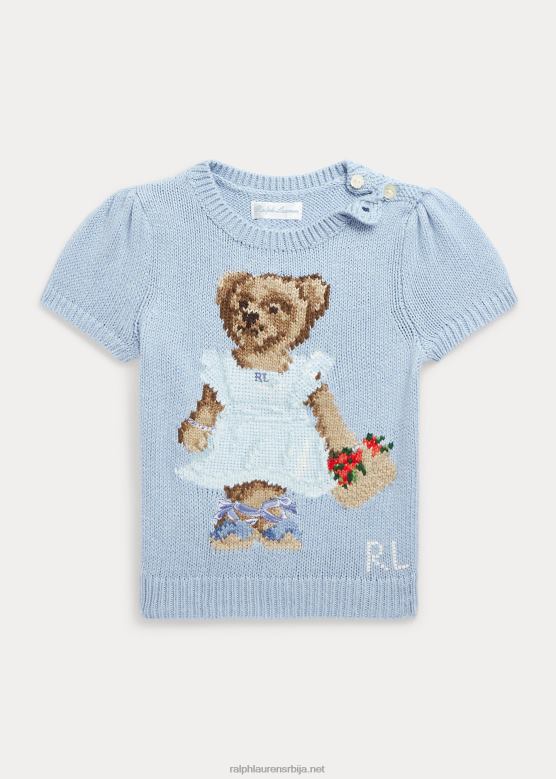 беба Ralph Lauren памучни џемпер кратких рукава поло медведа V2V447991 имање плаво