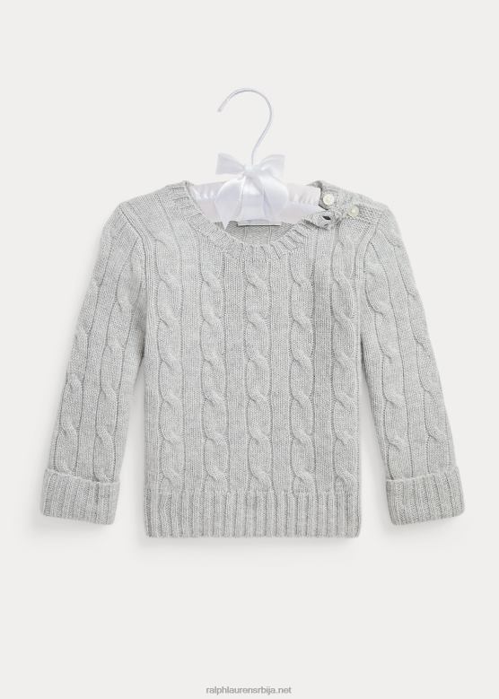 беба Ralph Lauren култни џемпер од кашмира од плетеног кабла V2V447994 средње сиви вресак