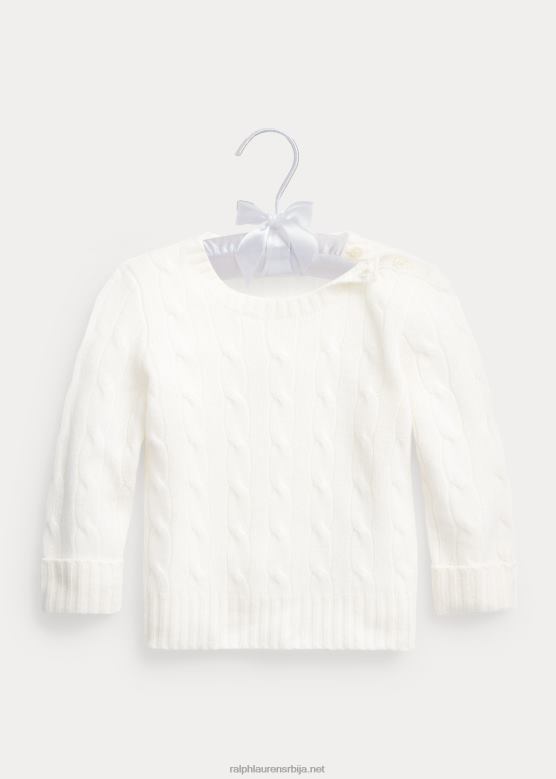 беба Ralph Lauren култни џемпер од кашмира од плетеног кабла V2V447996 топла бела