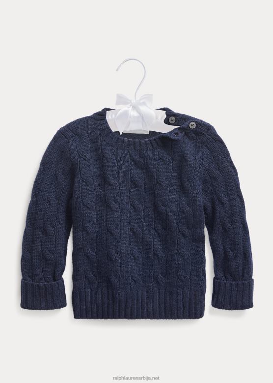 беба Ralph Lauren култни џемпер од кашмира од плетеног кабла V2V447999 префињена морнарица