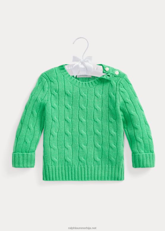 беба Ralph Lauren култни џемпер од кашмира од плетеног кабла V2V448001 рудилица зелена