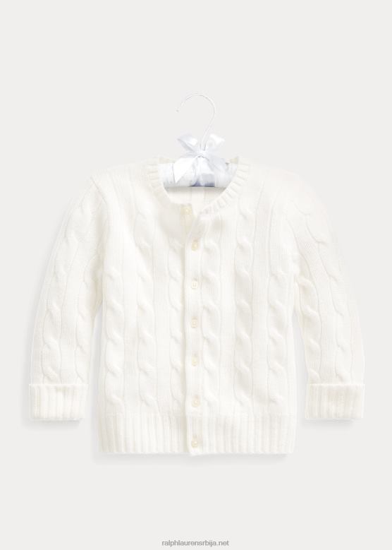 беба Ralph Lauren плетени кашмир кардиган V2V448005 топла бела