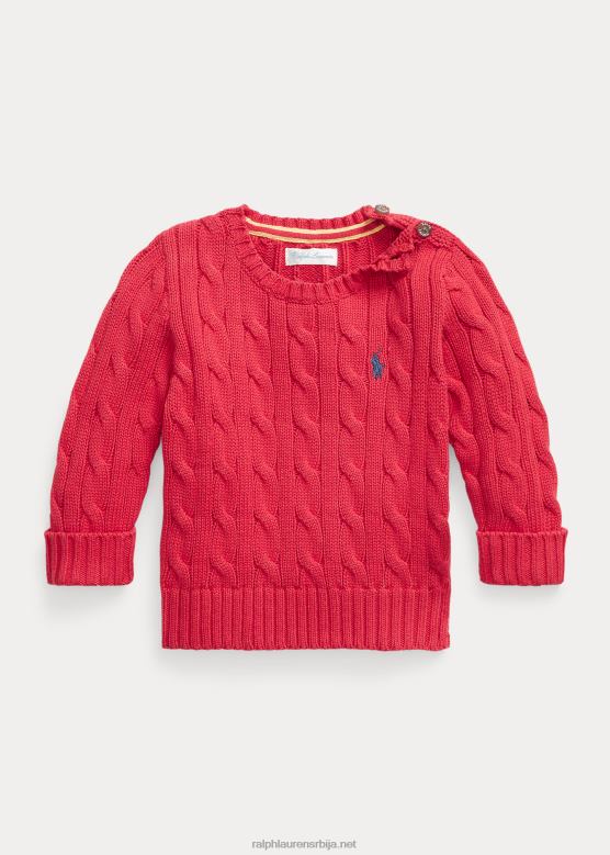 беба Ralph Lauren памучни џемпер од кабловске везе V2V448315 десна црвена