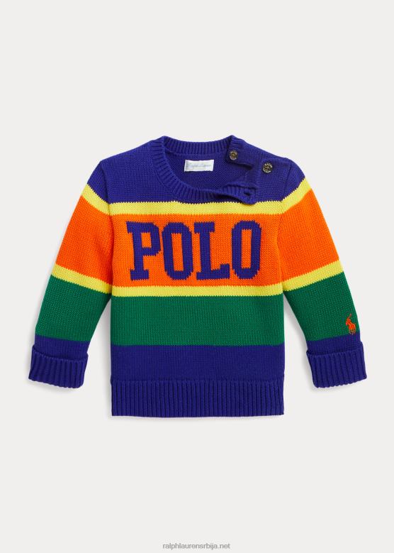 беба Ralph Lauren памучни џемпер на пруге са логотипом V2V448316 град краљевски мулти
