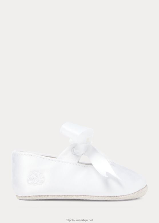 беба Ralph Lauren брилеи сатен Мери Џејн папуче V2V448134 бели сатен