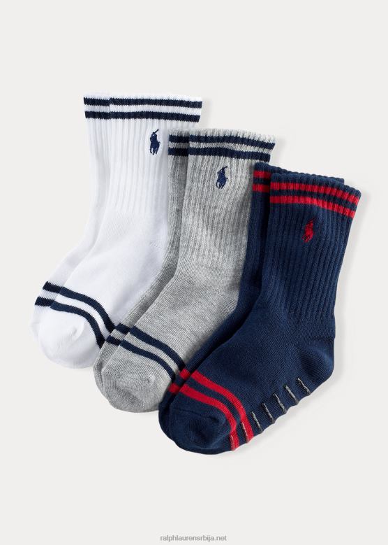 клинци Ralph Lauren пругасте чарапе 3 ком V2V445961 бео
