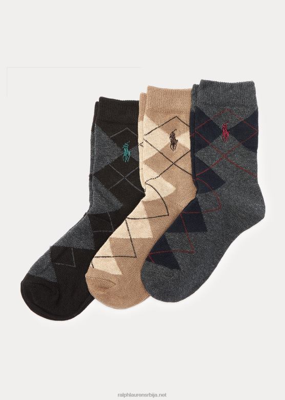 клинци Ralph Lauren аргиле чарапе 3 ком V2V445964 угаљ/каки/црни