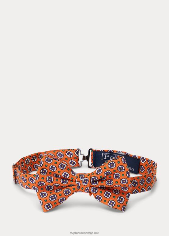клинци Ralph Lauren свилена лептир машна са претходно везаним принтом V2V446195 наранџаста