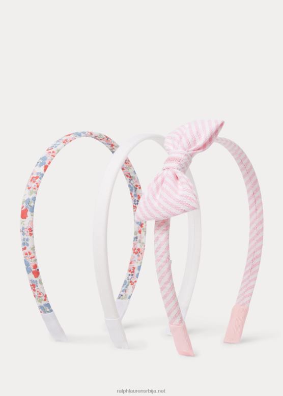 клинци Ralph Lauren пругаста и цветна танка трака за главу 3 ком V2V447148 наговештај розе