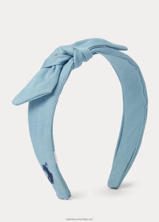 клинци Ralph Lauren шамбре машна памучна трака за главу V2V447164 цхамбраи