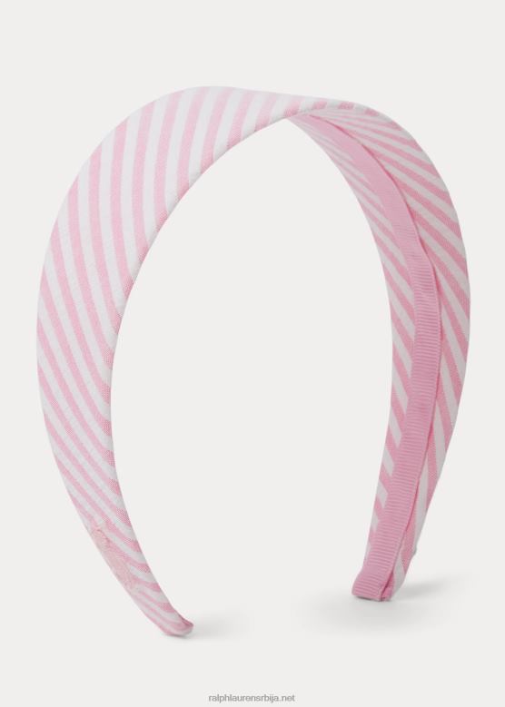 клинци Ralph Lauren пругаста памучна трака за главу V2V447171 бела/кармел розе