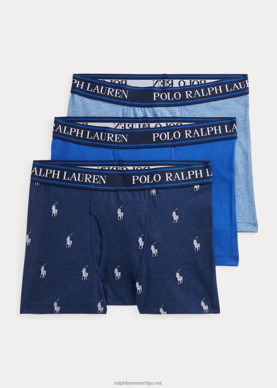 клинци Ralph Lauren боксерице од растезљивог памука 3 ком V2V446409 монро плави хеатхер