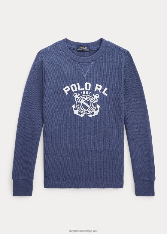 клинци Ralph Lauren мајица дугих рукава од вафла V2V446529 рустикални морнарски хеатхер