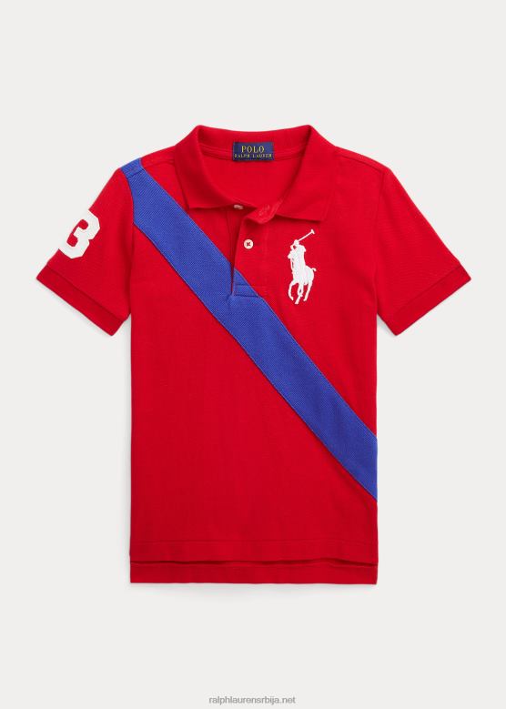 клинци Ralph Lauren биг пони памучна мрежаста поло мајица V2V445786 рл 2000 црвена/сафирна звезда