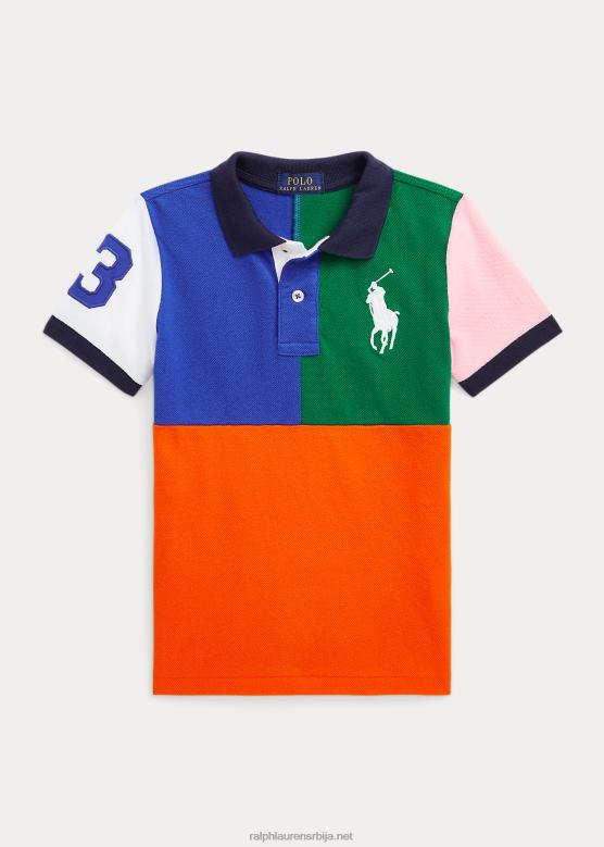 клинци Ralph Lauren биг пони памучна мрежаста поло мајица V2V445791 једрилица наранџаста мулти