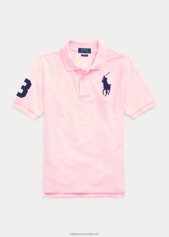 клинци Ralph Lauren биг пони памучна мрежаста поло мајица V2V446064 кармел розе