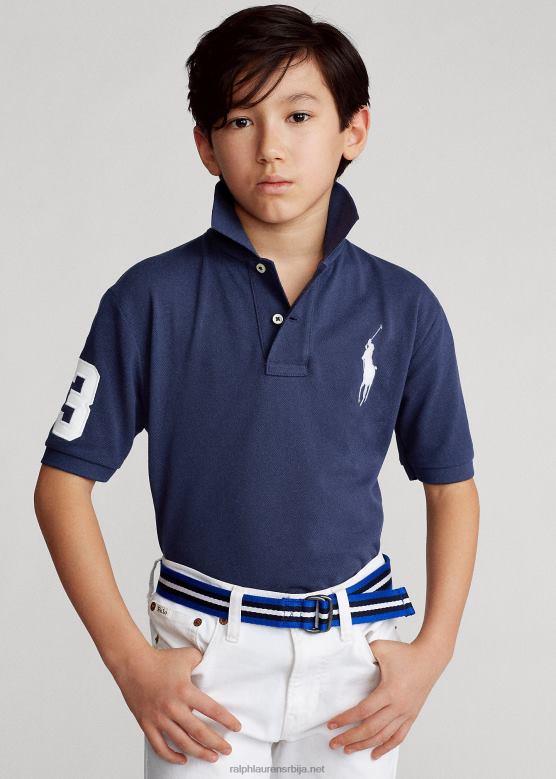 клинци Ralph Lauren биг пони памучна мрежаста поло мајица V2V446065 префињена морнарица