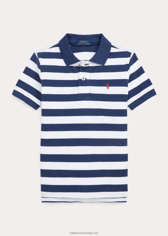 клинци Ralph Lauren пругаста памучна мрежаста поло мајица V2V446454 рустикална морнарица/бела