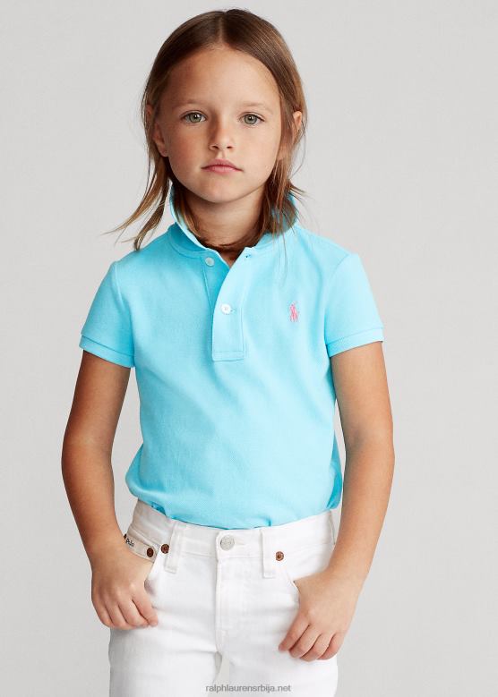 клинци Ralph Lauren памучна мрежаста поло мајица V2V446758 тиркизна нова