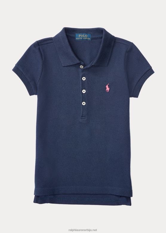 клинци Ralph Lauren растезљива памучна мрежаста поло мајица V2V446788 префињена морнарица