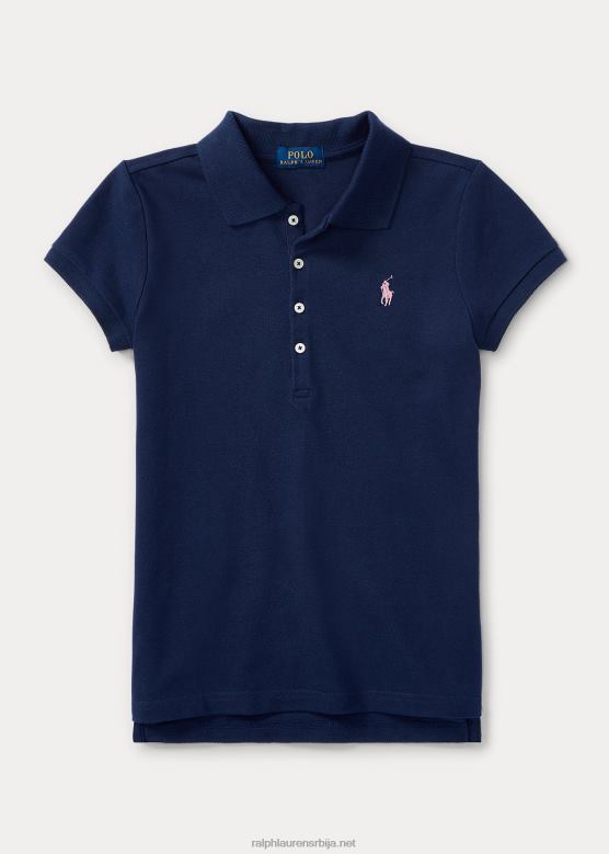 клинци Ralph Lauren растезљива памучна мрежаста поло мајица V2V447043 префињена морнарица