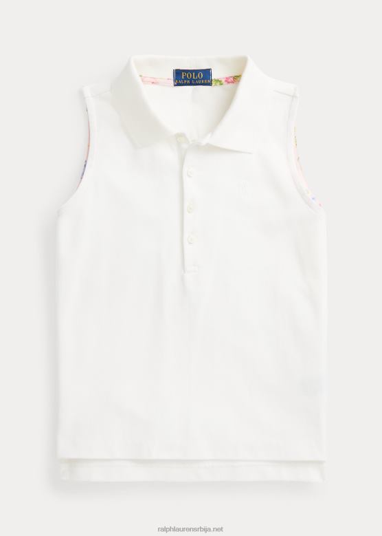 клинци Ralph Lauren памучна мрежаста поло мајица без рукава V2V447060 палуба бела