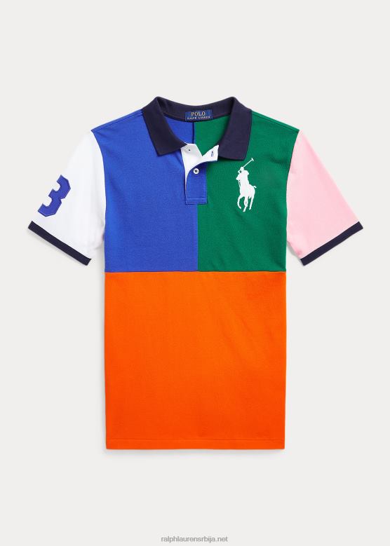 клинци Ralph Lauren биг пони памучна мрежаста поло мајица V2V449854 једрилица наранџаста мулти