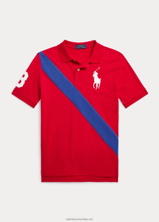 клинци Ralph Lauren биг пони памучна мрежаста поло мајица V2V449864 рл 2000 црвена/сафирна звезда