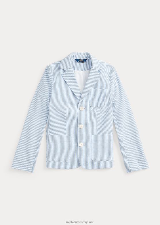 клинци Ralph Lauren памучни сеерсуцкер блејзер V2V447525 плаво бели