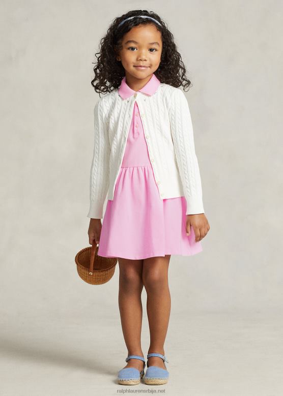 клинци Ralph Lauren растезљива мрежаста поло хаљина V2V446716 кармел розе