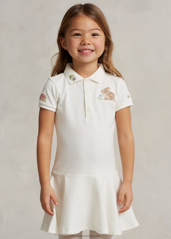 клинци Ralph Lauren зека растезљива мрежаста поло хаљина V2V446729 палуба бела