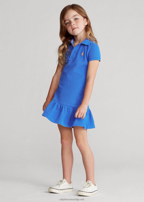 клинци Ralph Lauren памучна мрежаста поло хаљина V2V446774 нова ирис плава