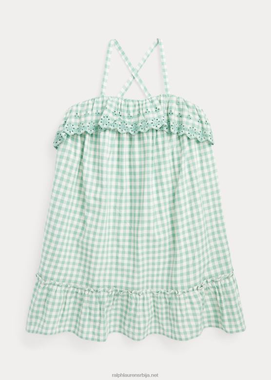 клинци Ralph Lauren мадрас хаљина од гингхам памука V2V446827 избледела мента/децквасх бела