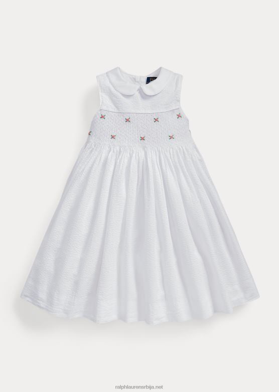 клинци Ralph Lauren обучена памучна сеерсуцкер хаљина V2V446841 бео