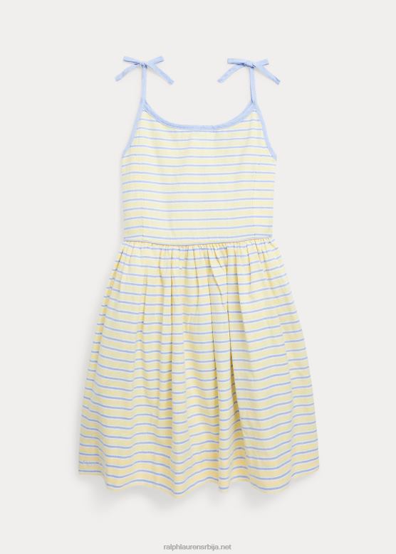 клинци Ralph Lauren пругаста памучна оксфордска хаљина V2V446869 жута/плава
